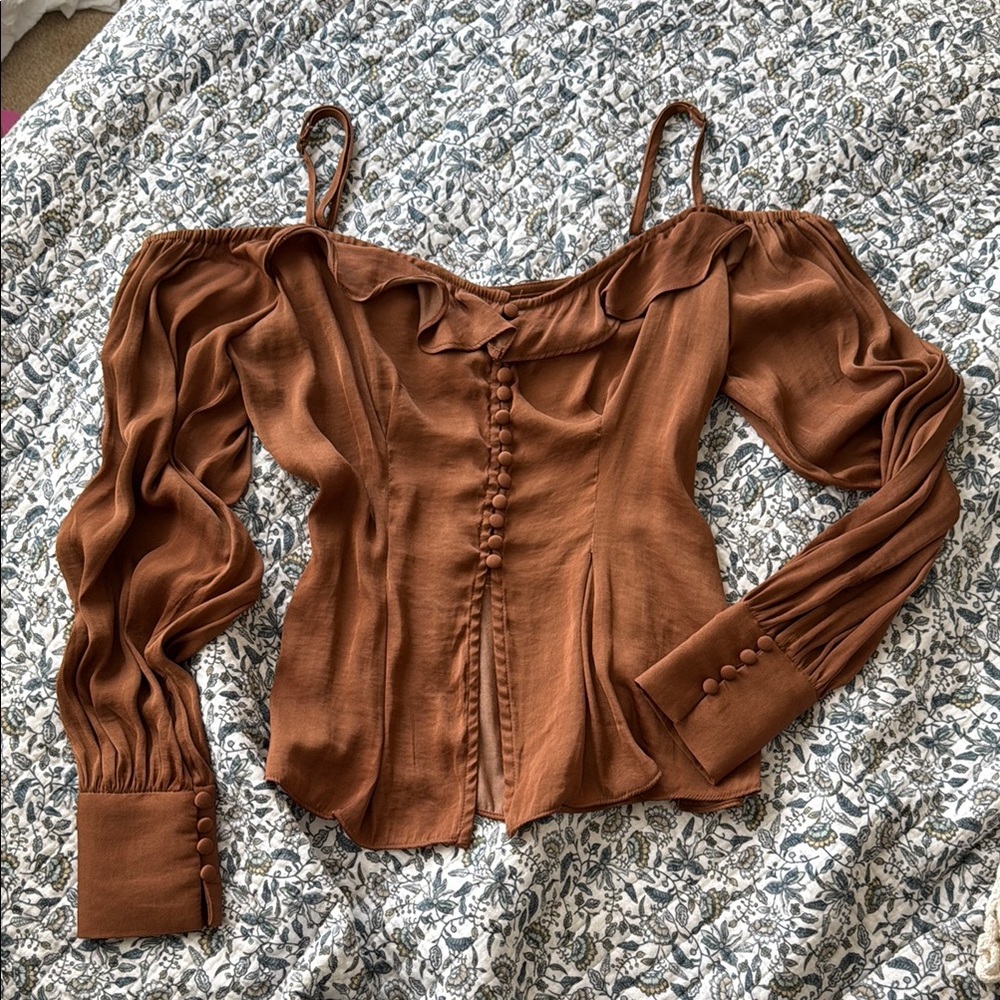 brown satin long sleeve
